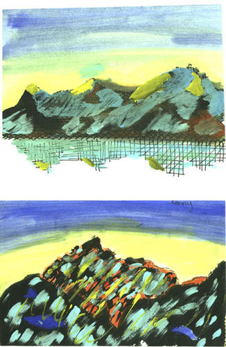 20.03.2008 - Jan Kohli und Ronny Bandt (A2b). Berge/Farbspielereien: Licht und Schatten mit Komplementärfarben.
